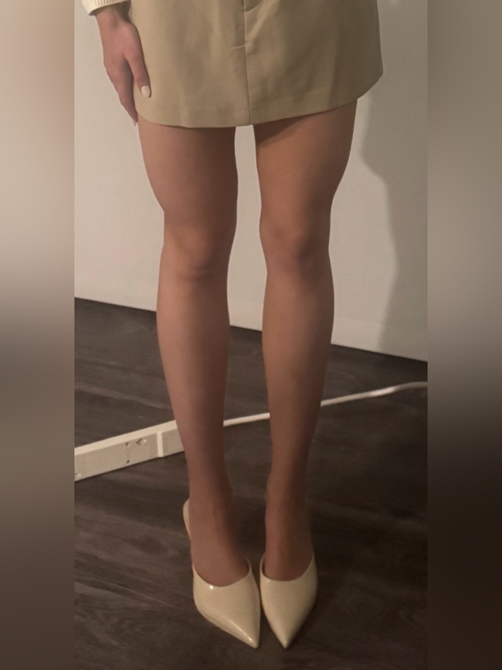 zara cream pointed-toe mule heels